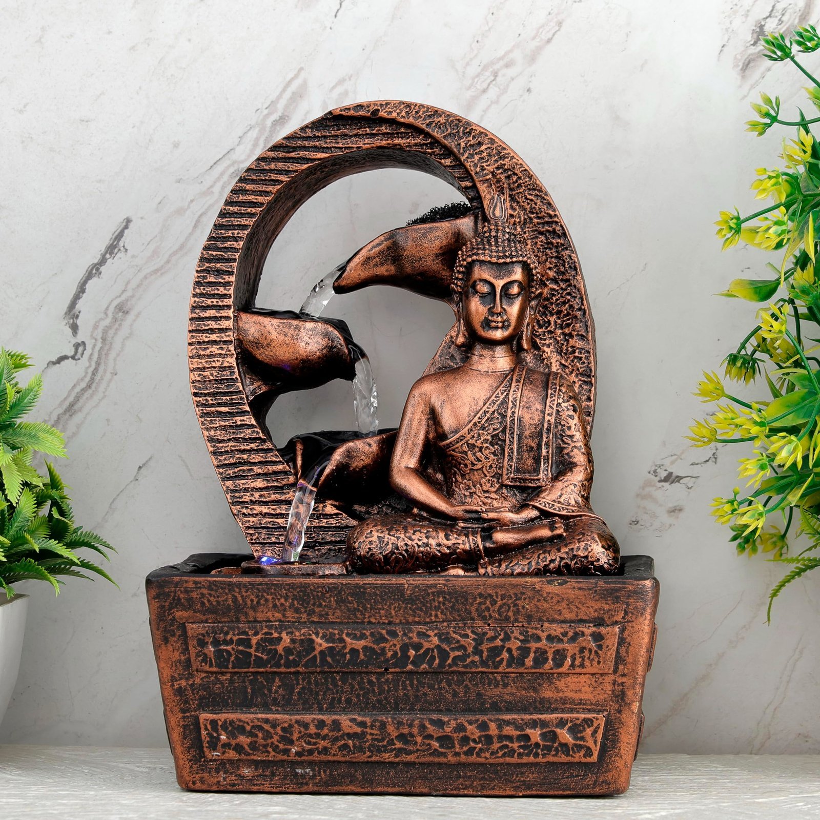 91Gt2nDshiL-1.jpg Global Grabbers Polyresin Table Top Indoor Outdoor Water Fall Fountain with LED Lights Home Decor Decoration Gift Gifting Items-A_COP-S2 - Fast Shipping to USA, Canada & India - Image 1