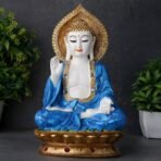Global Grabbers New Sitting Buddha Statue showpiece Idol Home Decor Items for Living Room and Gifts (Blue White Glossy) - Fast Shipping to USA, Canada & India