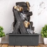 Global Grabbers Polyresin Table Top Indoor Outdoor Water Fall Fountain with LED Lights Home Decor Decoration Gift Gifting Items-GOL_BRO-SF3-(000) - Fast Shipping to USA, Canada & India