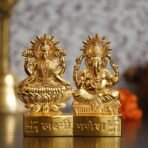 JaipurCrafts Laxmi Ganesh Gold Plated Statue - Idol for Car Dashboard, Home, Office DECOR, Gifting Decorative Showpiece, Temple Gift (Zinc, Golden)- 2.75 in x 2.75 in - Fast Shipping to USA & Canada