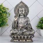 Global Grabbers New Sitting Buddha Statue showpiece Idol Home Decor Items for Living Room and Gifts (Antique Silver) - Fast Shipping to USA, Canada & India