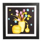 Sehaz Artworks 'Flower Pot_001 Modern' Wall Painting Frame (Fibre, 33.5 cm x 33.5 cm) - Fast Shipping to USA & Canada