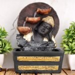Global Grabbers Polyresin Table Top Indoor Outdoor Water Fall Fountain with LED Lights Home Decor Decoration Gift Gifting Items-GOL_BRO-S1-(000) - Fast Shipping to USA, Canada & India
