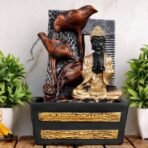 Global Grabbers Polyresin Table Top Indoor Outdoor Water Fall Fountain with LED Lights Home Decor Decoration Gift Gifting Items-GOL_GRY-S8-(000) - Fast Shipping to USA, Canada & India