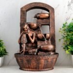 Global Grabbers Polyresin Table Top Indoor Outdoor Water Fall Fountain with LED Lights Home Decor Decoration Gift Gifting Items-A_COP-BG27 - Fast Shipping to USA, Canada & India