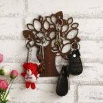 JaipurCrafts Tree Wooden Key Holder (28 cm x 24 cm x 0.4 cm, 9 Hooks, Brown) - Fast Shipping to USA & Canada