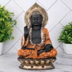 Global Grabbers New Sitting Buddha Statue showpiece Idol Home Decor Items for Living Room and Gifts (Orange Black) - Fast Shipping to USA, Canada & India