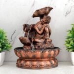 Global Grabbers Polyresin Table Top Indoor Outdoor Water Fall Fountain with LED Lights Home Decor Decoration Gift Gifting Items-A_COP-SF12 - Fast Shipping to USA, Canada & India