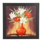 Sehaz Artworks 'Flower Pot_002 Modern' Wall Painting Frame (Fibre, 33.5 cm x 33.5 cm) - Fast Shipping to USA & Canada