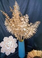 VRB Dec Plastic TM 4 Pcs Artificial Eucalyptus Gingko Leaves Fern Faux Flowers Fake Flower for Diwali/Christmas/Home,Office Corner,Bedroom,Balcony,Decor,Restaurant Decor and Craft (4 Pcs Golden Set) - Fast Shipping to USA & Canada