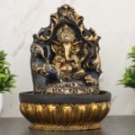 Global Grabbers Polyresin Table Top Indoor Outdoor Water Fall Fountain with LED Lights Home Decor Decoration Gift Gifting Items-GOL_GRY-SF43-(000) - Fast Shipping to USA, Canada & India