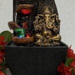 Global Grabbers Polyresin Table Top Indoor Outdoor Water Fall Fountain with LED Lights Home Decor Decoration Gift Gifting Items-GOL_BRO-SF22-(111) - Fast Shipping to USA, Canada & India