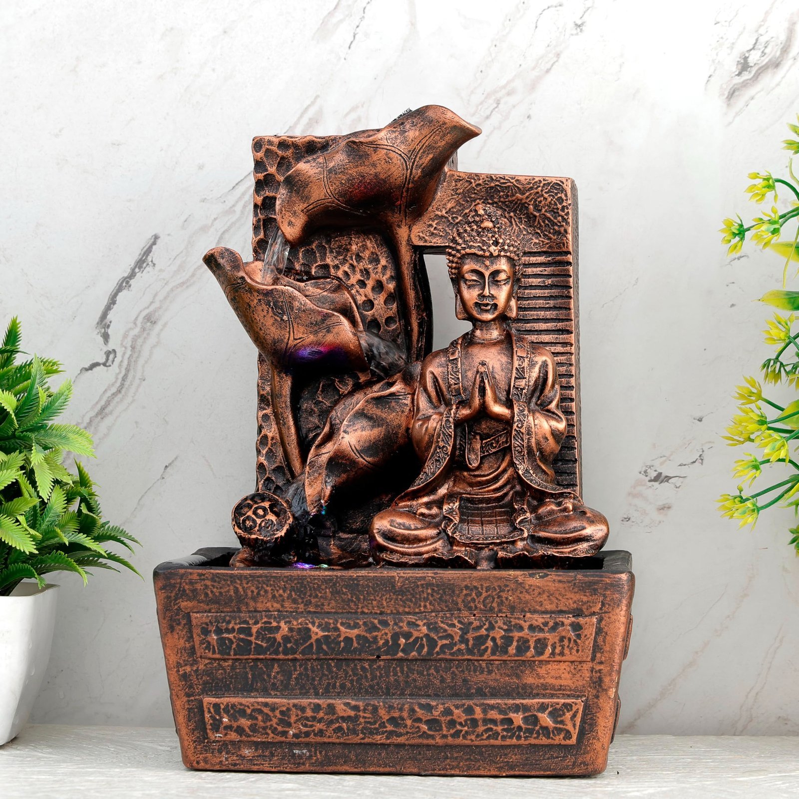 91hJKkjecyL-1.jpg Global Grabbers Polyresin Table Top Indoor Outdoor Water Fall Fountain with LED Lights Home Decor Decoration Gift Gifting Items-A_COP-S8 - Fast Shipping to USA, Canada & India - Image 1