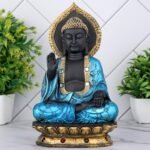 Global Grabbers New Sitting Buddha Statue showpiece Idol Home Decor Items for Living Room and Gifts (Blue Black) - Fast Shipping to USA, Canada & India