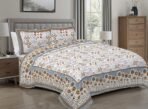 Xtore Jaipuri Round Flowers Motif Design Printed 100% Cotton for King Size Double Bed with 2 Pillow Covers (100 X 108 Inches, Multicolor) - Fast Shipping to USA & Canada