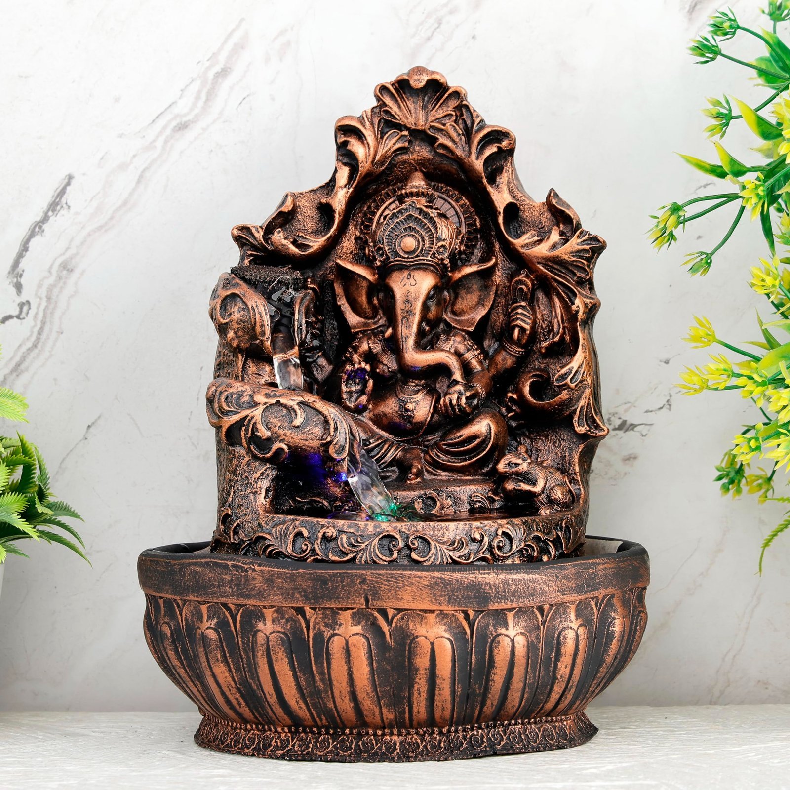 91ozuyjejFL-1.jpg Global Grabbers Polyresin Table Top Indoor Outdoor Water Fall Fountain with LED Lights Home Decor Decoration Gift Gifting Items-A_COP-SF43 - Fast Shipping to USA, Canada & India - Image 1