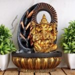 Global Grabbers Polyresin Table Top Indoor Outdoor Water Fall Fountain with LED Lights Home Decor Decoration Gift Gifting Items-GOL_GRY-SF101-(000) - Fast Shipping to USA, Canada & India