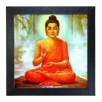 Sehaz Artworks Wall Painting for Living Room | Painting for Wall Decoration | Wall Art | Budha Painting for Living Room - 12 Inches X 12 Inches with Photo Frame - Fast Shipping to USA & Canada