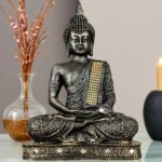 Global Grabbers New 25 Centimetre Meditating Sitting Buddha Statue showpiece Idol Home Decoration Items for Living Room Decor and Gifts (Antique Golden) - Fast Shipping to USA, Canada & India