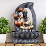 Global Grabbers Polyresin Table Top Indoor Outdoor Water Fall Fountain with LED Lights Home Decor Decoration Gift Gifting Items-GOL_GRY-SF24-(000) - Fast Shipping to USA, Canada & India