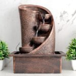 Global Grabbers Polyresin Table Top Indoor Outdoor Water Fall Fountain with LED Lights Home Decor Decoration Gift Gifting Items-A_COP-SF32 - Fast Shipping to USA, Canada & India