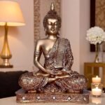 Global Grabbers New 25 Centimetre Meditating Sitting Buddha Statue showpiece Idol Home Decor Items for Living Room and Gifts (Golden2) - Fast Shipping to USA, Canada & India