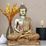 Global Grabbers New 25 Centimetre Meditating Sitting Buddha Statue showpiece Idol Home Decoration Items for Living Room Decor and Gifts (Silver3) - Fast Shipping to USA, Canada & India