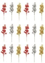 VRB DecTM 12 Pcs Christmas Glitter Berries Stems Artificial Christmas Picks for Christmas Tree Ornaments, DIY Xmas Wreath, Crafts, Holiday and Home Decor (Multicolor Cherry -12 Pcs) - Fast Shipping to USA & Canada