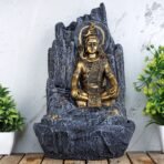 Global Grabbers Polyresin Table Top Indoor Outdoor Water Fall Fountain with LED Lights Home Decor Decoration Gift Gifting Items-GOL_BLK-SF72-(000) - Fast Shipping to USA, Canada & India